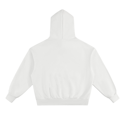 Unisex Essential Heavyweight Fleece Hoodie in white, alternate angle