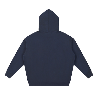 Unisex Essential Heavyweight Hoodie in navy blue, alternate angle