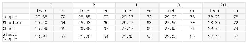 Size chart for the Unisex Essential Heavyweight Hoodie