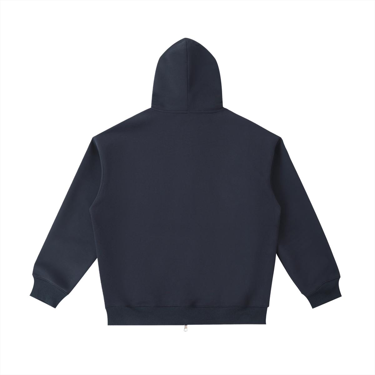 Unisex Essential Heavyweight Pocket Hoodie in navy blue, alternate angle