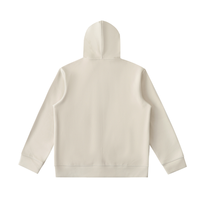 Unisex Essential High Neck Zip-Up Hoodie in camel, alternate angle