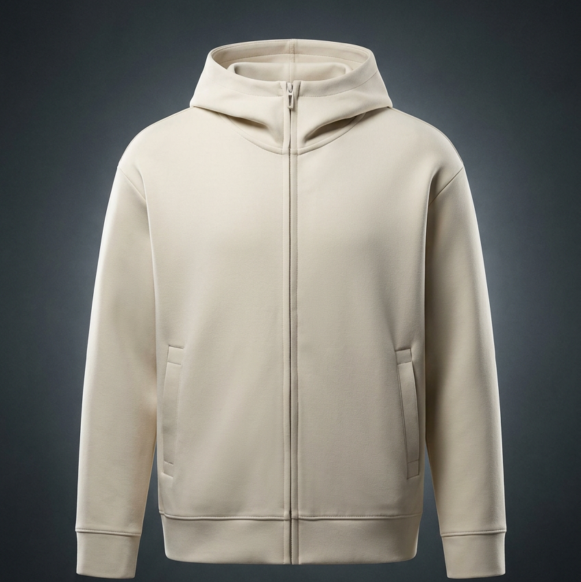 Unisex Essential High Neck Zip-Up Hoodie