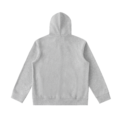 Unisex Essential High Neck Zip-Up Hoodie in flower gray, alternate angle