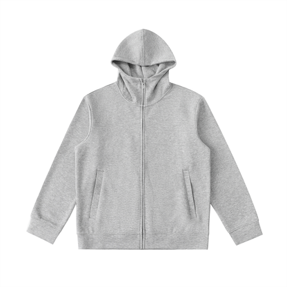 Unisex Essential High Neck Zip-Up Hoodie in flower gray