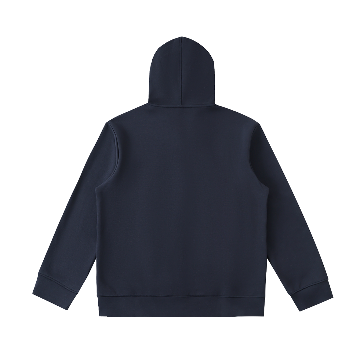 Unisex Essential High Neck Zip-Up Hoodie in navy blue, alternate angle