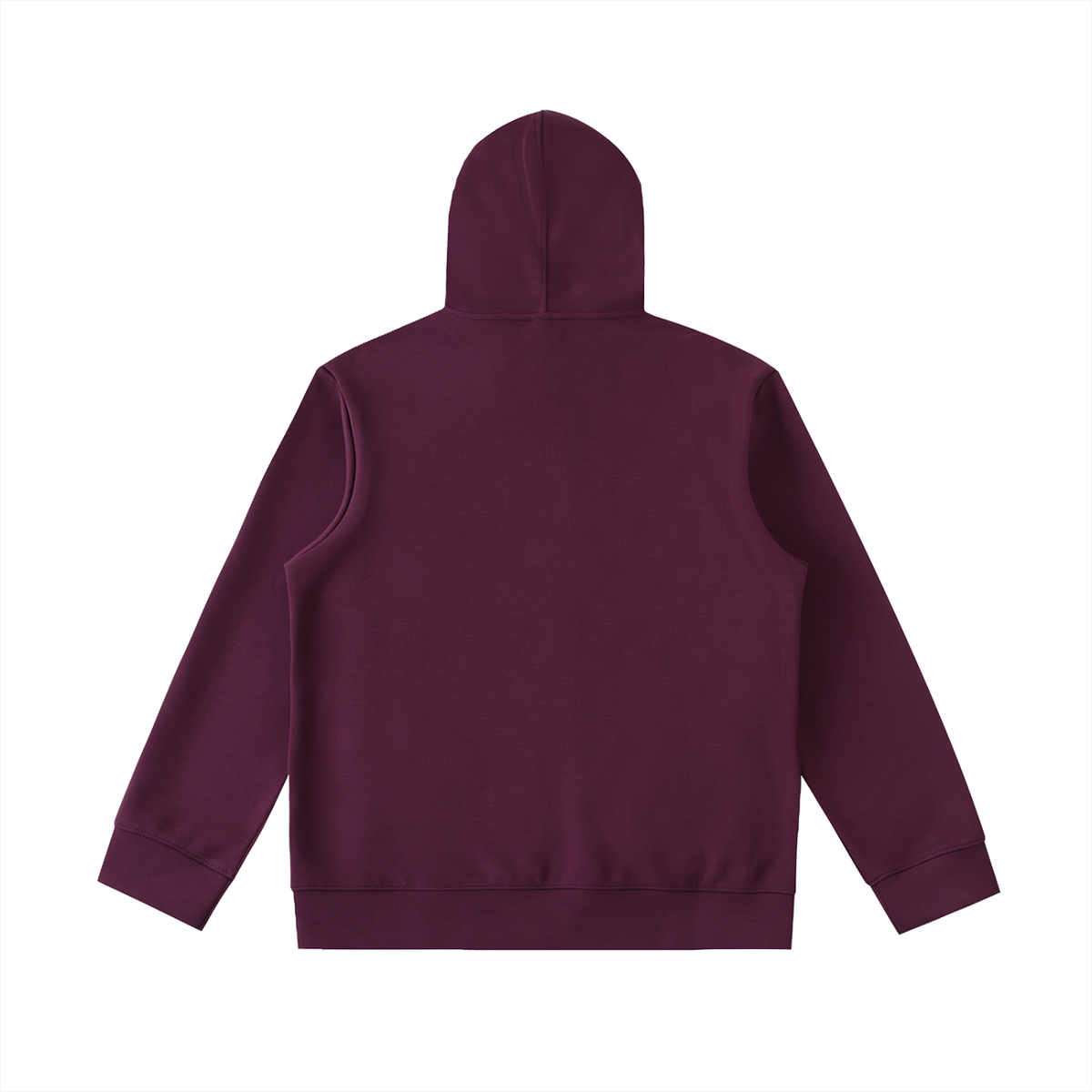 Unisex Essential High Neck Zip-Up Hoodie in plum purple, alternate angle