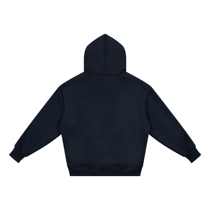 Unisex Essential Kids' Fleece Hoodie in navy blue, alternate angle