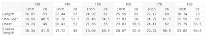 Size chart for the Unisex Essential Kids' Fleece Hoodie
