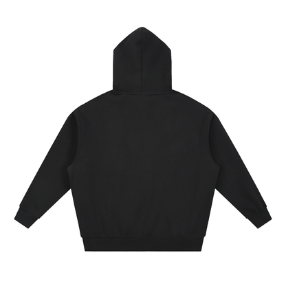 Unisex Essential Oversized Boxy Fleece Hoodie in black, alternate angle
