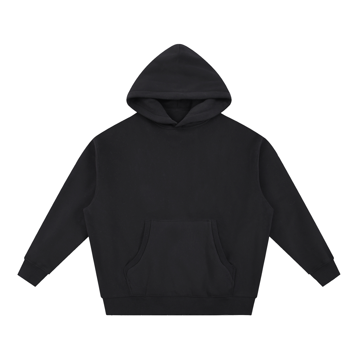 Unisex Essential Oversized Boxy Fleece Hoodie in black