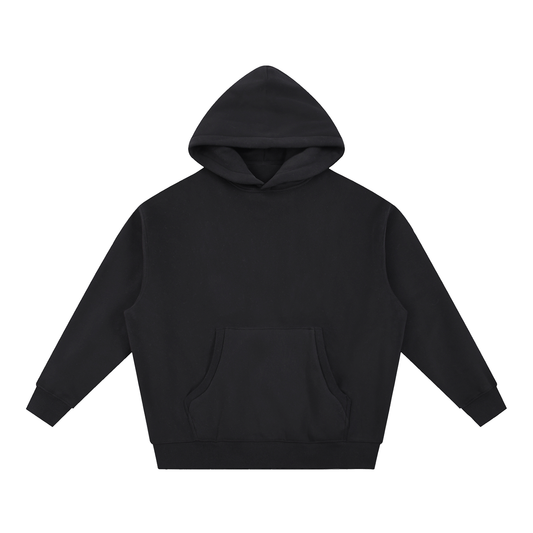 Unisex Essential Oversized Boxy Fleece Hoodie in black