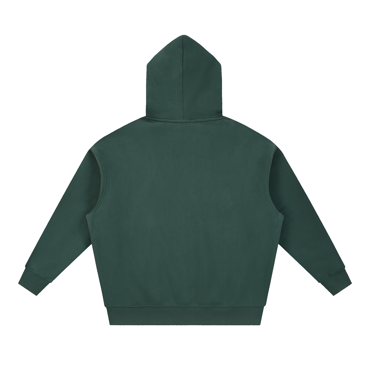 Unisex Essential Oversized Boxy Fleece Hoodie in dark green, alternate angle