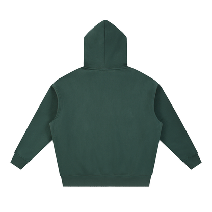 Unisex Essential Oversized Boxy Fleece Hoodie in dark green, alternate angle