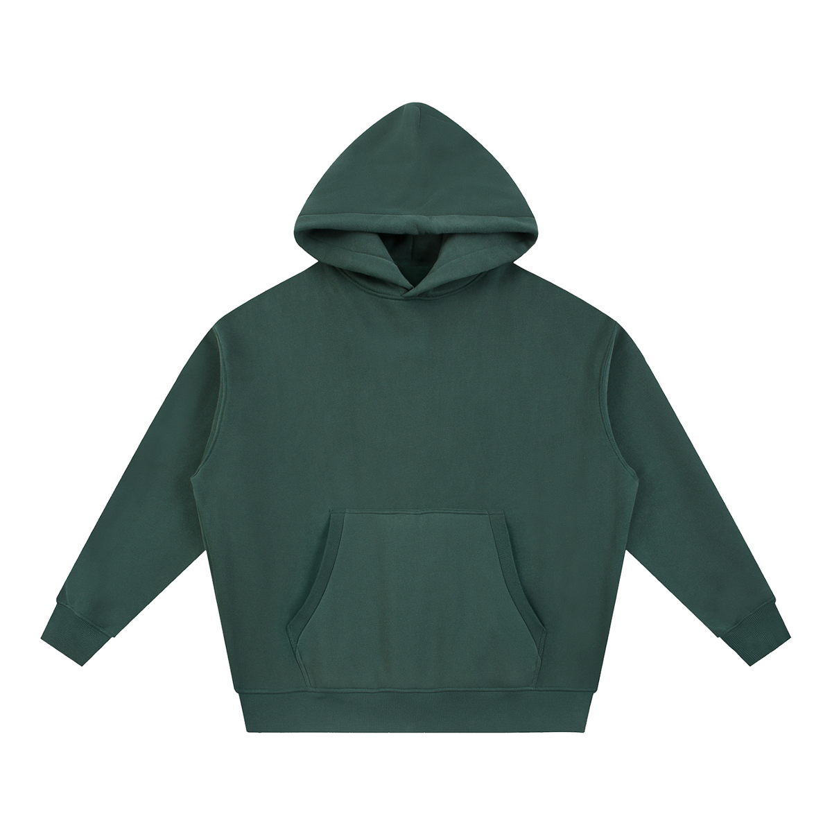 Unisex Essential Oversized Boxy Fleece Hoodie in dark green