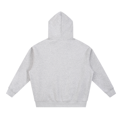 Unisex Essential Oversized Boxy Fleece Hoodie in flower gray, alternate angle