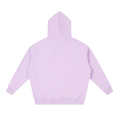 Unisex Essential Oversized Boxy Fleece Hoodie in light purple, alternate angle