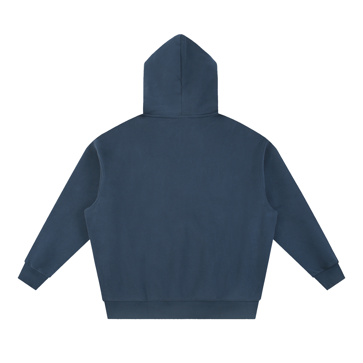 Unisex Essential Oversized Boxy Fleece Hoodie in navy blue, alternate angle