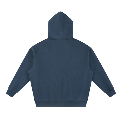 Unisex Essential Oversized Boxy Fleece Hoodie in navy blue, alternate angle