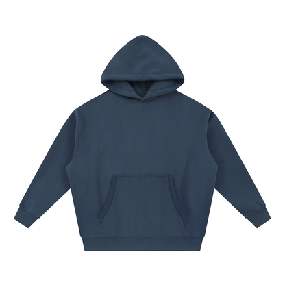 Unisex Essential Oversized Boxy Fleece Hoodie in navy blue