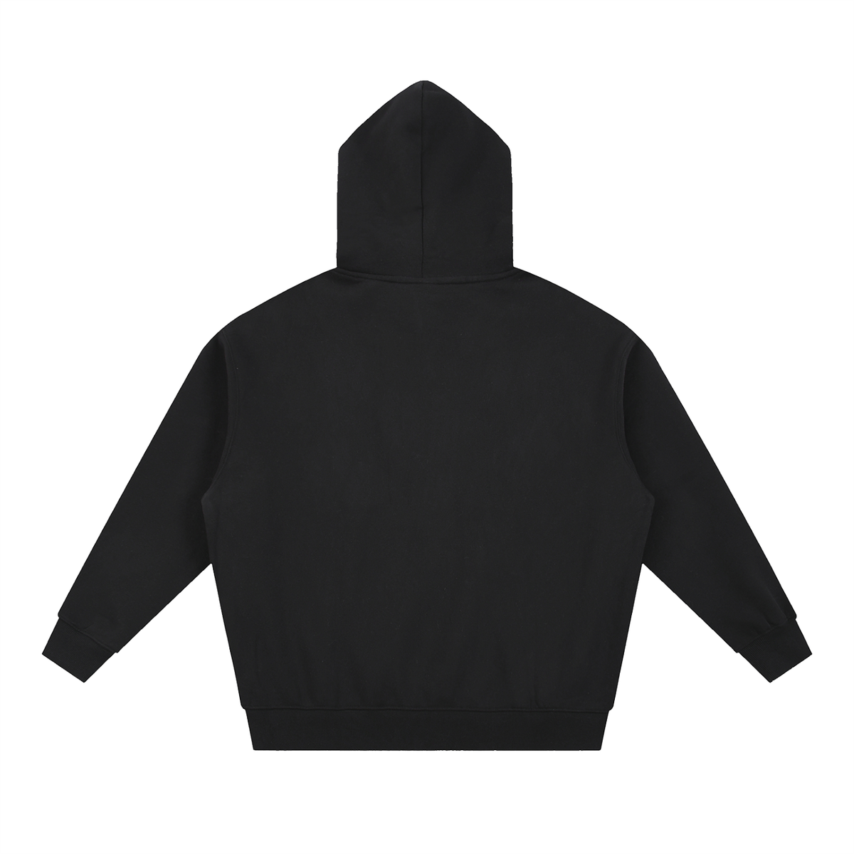 Unisex Essential Oversized Fleece Boxy Hoodie in black, alternate angle
