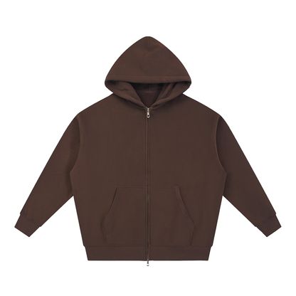Unisex Essential Oversized Fleece Boxy Hoodie in coffee