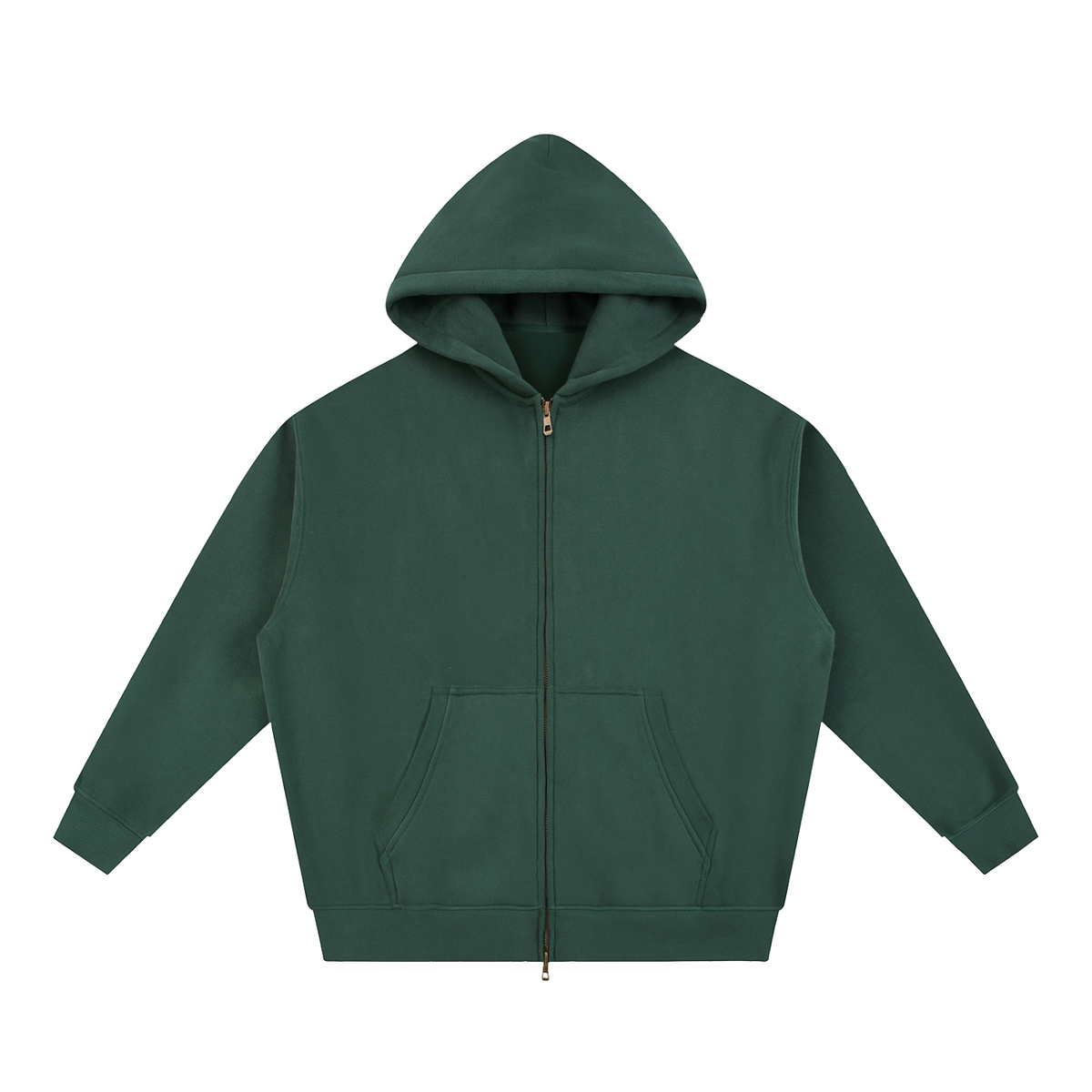 Unisex Essential Oversized Fleece Boxy Hoodie in dark green