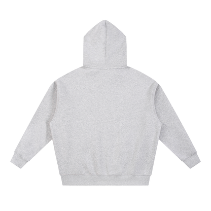 Unisex Essential Oversized Fleece Boxy Hoodie in flower gray, alternate angle