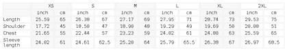 Size chart for the Unisex Essential Oversized Hoodie