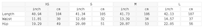 Size chart for the Unisex Essential Straight-Leg Sweatpants