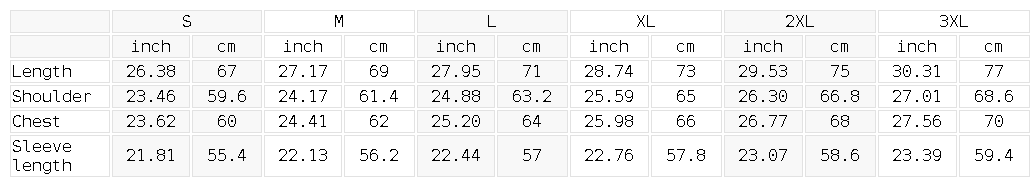 Size chart for the Unisex Essential Two-Tone Oversized Hoodie