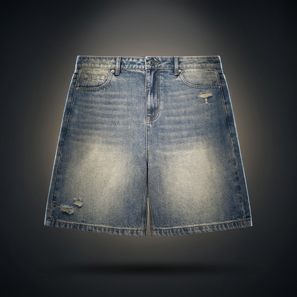 Unisex Faded Distressed Baggy Denim Shorts