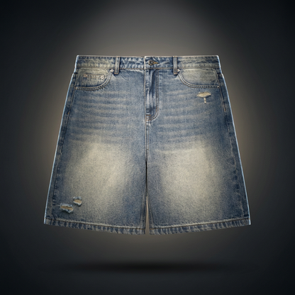 Unisex Faded Distressed Baggy Denim Shorts