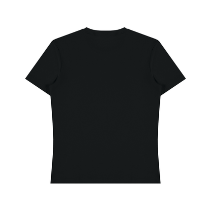 Unisex Fitted Cotton Spandex T-Shirt in black, alternate angle