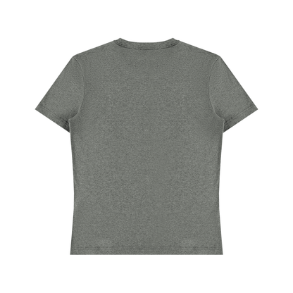 Unisex Fitted Cotton Spandex T-Shirt in flower gray, alternate angle
