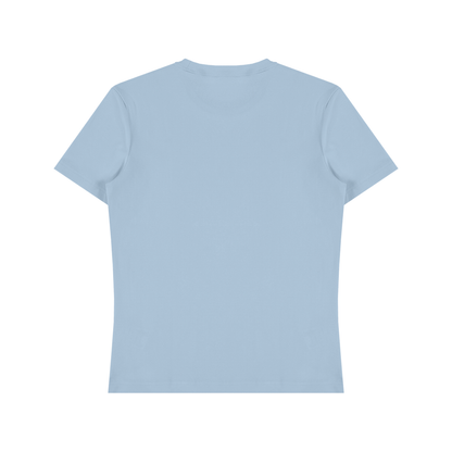 Unisex Fitted Cotton Spandex T-Shirt in light blue, alternate angle