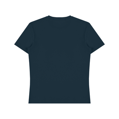 Unisex Fitted Cotton Spandex T-Shirt in navy blue, alternate angle
