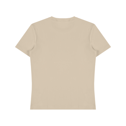 Unisex Fitted Cotton Spandex T-Shirt in pale khaki, alternate angle