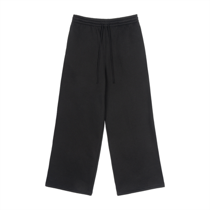 Unisex Fleece Drawstring Straight-Leg Sweatpants in black