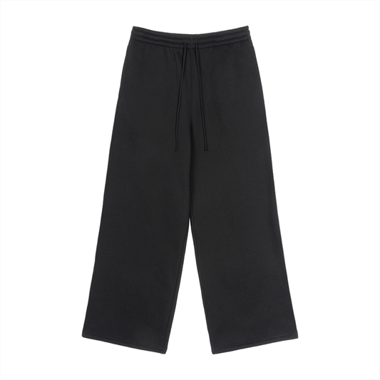 Unisex Fleece Drawstring Straight-Leg Sweatpants in black