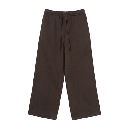 Unisex Fleece Drawstring Straight-Leg Sweatpants in brown