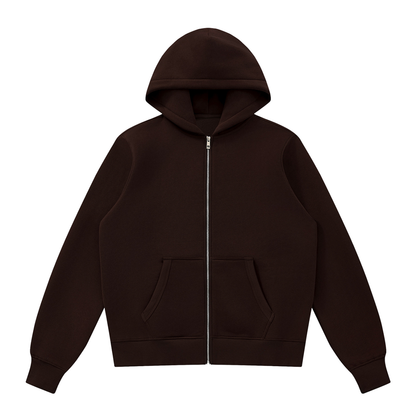 Unisex Fleece Full Zip Hoodie in coffee