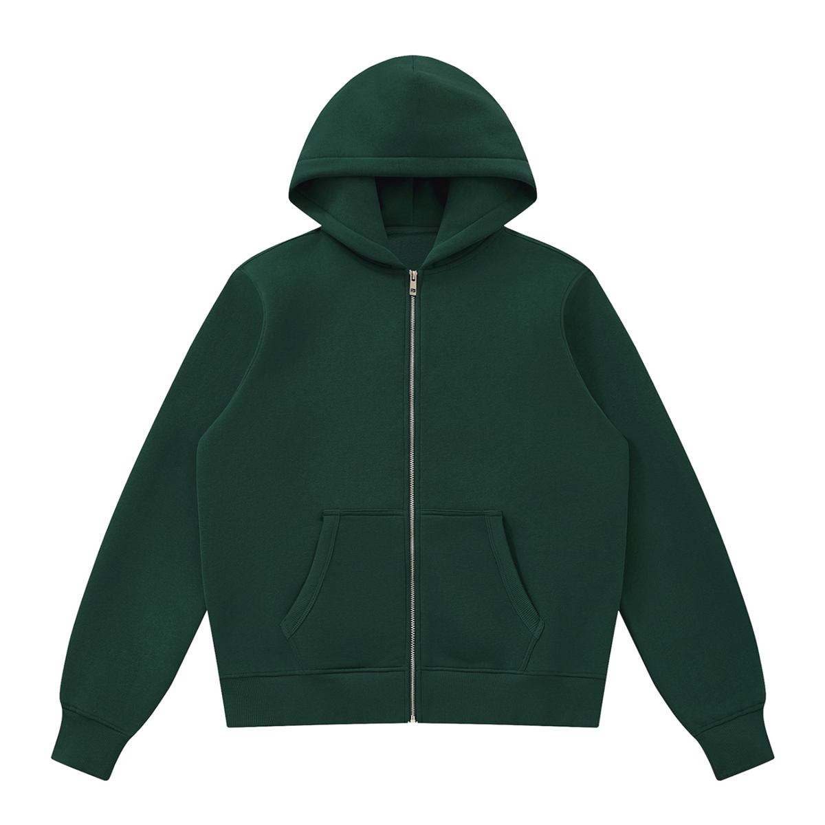 Unisex Fleece Full Zip Hoodie in dark green