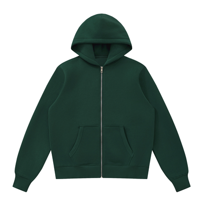 Unisex Fleece Full Zip Hoodie in dark green