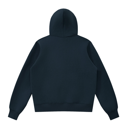 Unisex Fleece Full Zip Hoodie in navy blue, alternate angle