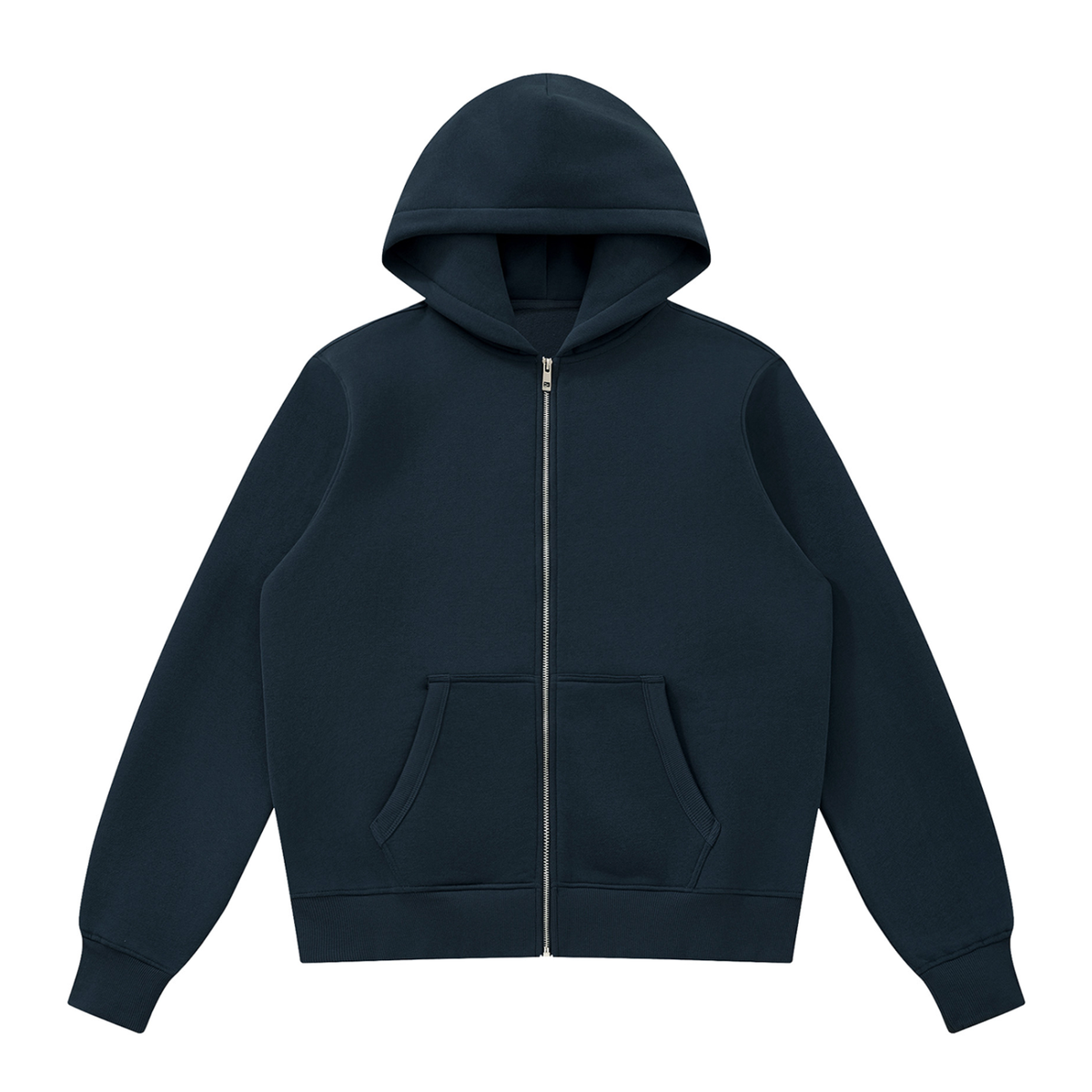 Unisex Fleece Full Zip Hoodie in navy blue
