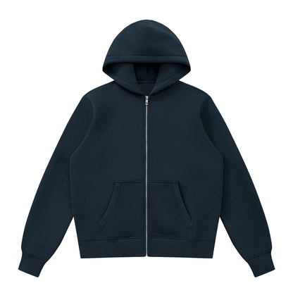 Unisex Fleece Full Zip Hoodie in navy blue