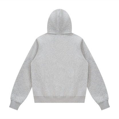 Unisex Fleece Regular Shoulder Hoodie in flower gray, alternate angle