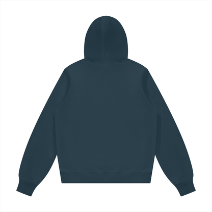 Unisex Fleece Regular Shoulder Hoodie in navy blue, alternate angle