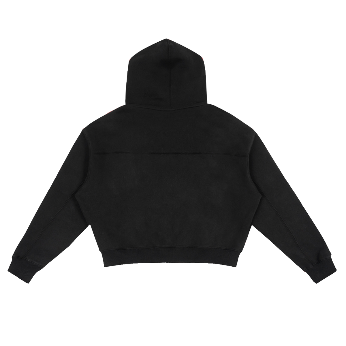 Unisex Fleece Zip-Up Boxy Hoodie in black, alternate angle