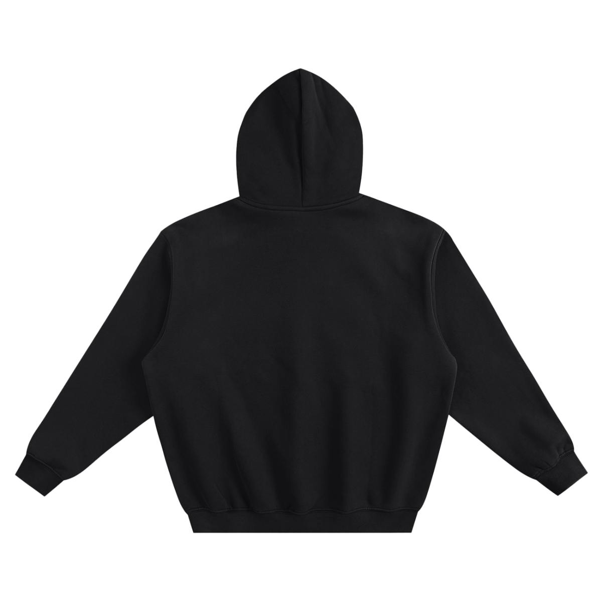 Unisex Fleeced Boxy Hoodie in black, alternate angle